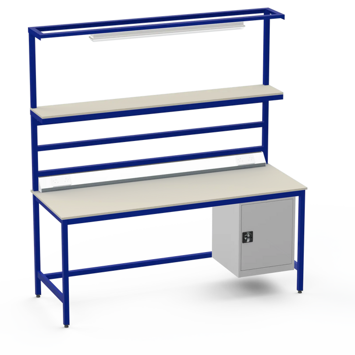 Electronics ESD Workbench | Anti-Static Worktop | Cupboard & Upper Shelf & Lighting Rail & Electrical