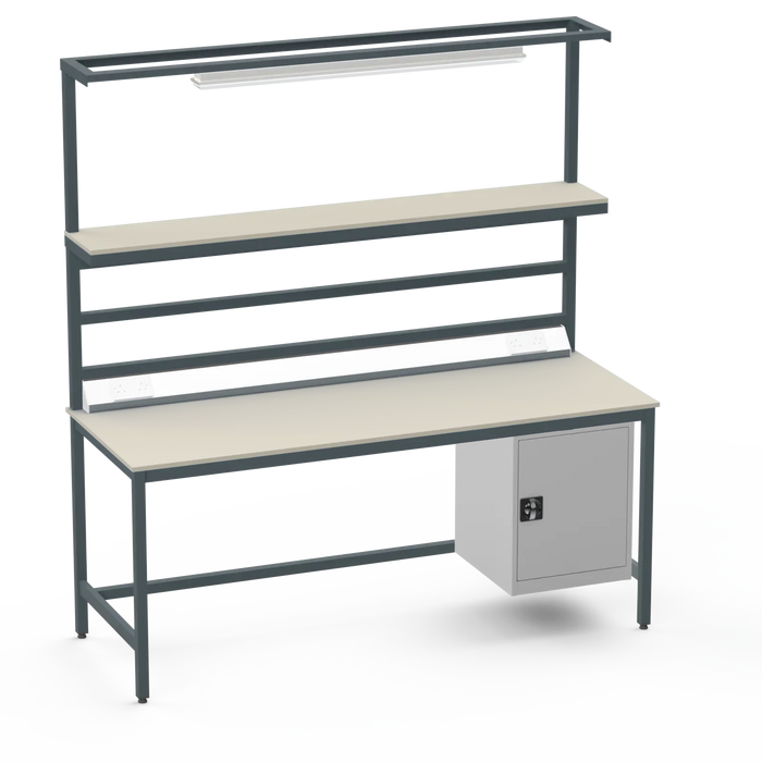Electronics ESD Workbench | Anti-Static Worktop | Cupboard & Upper Shelf & Lighting Rail & Electrical