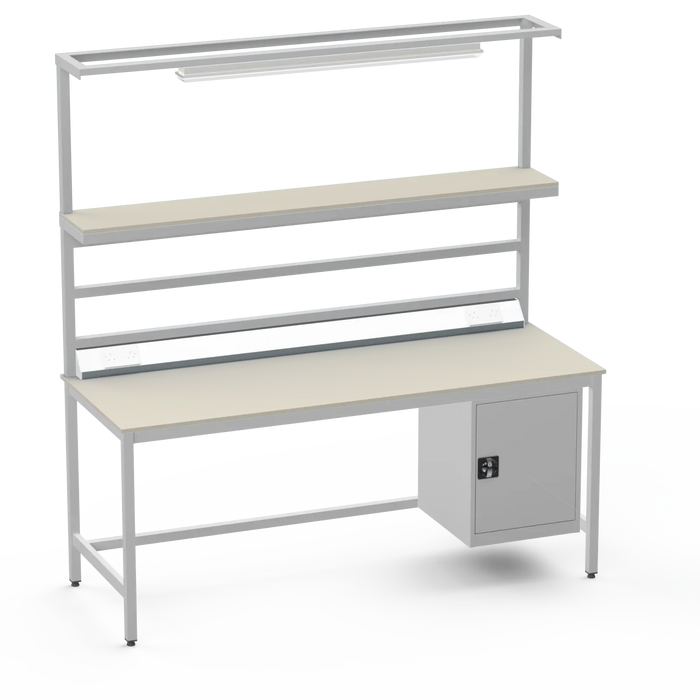 Electronics ESD Workbench | Anti-Static Worktop | Cupboard & Upper Shelf & Lighting Rail & Electrical