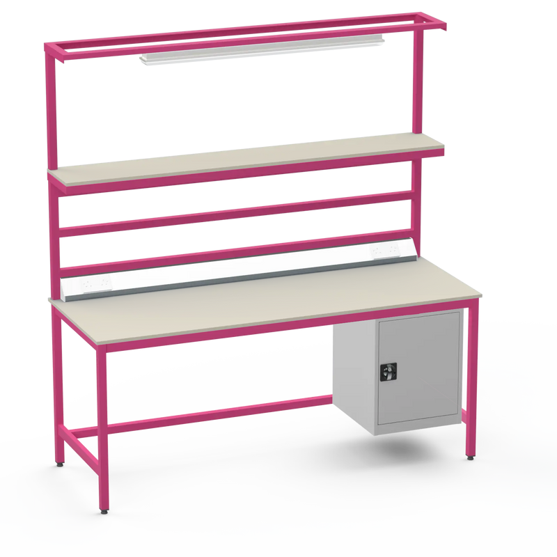Electronics ESD Workbench | Anti-Static Worktop | Cupboard & Upper Shelf & Lighting Rail & Electrical
