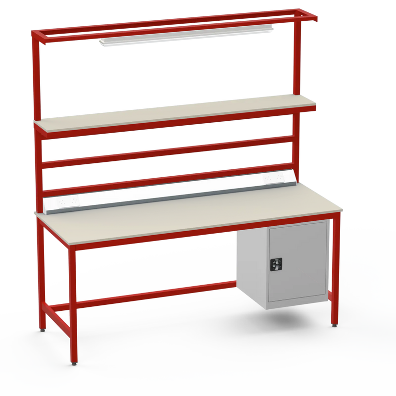 Electronics ESD Workbench | Anti-Static Worktop | Cupboard & Upper Shelf & Lighting Rail & Electrical
