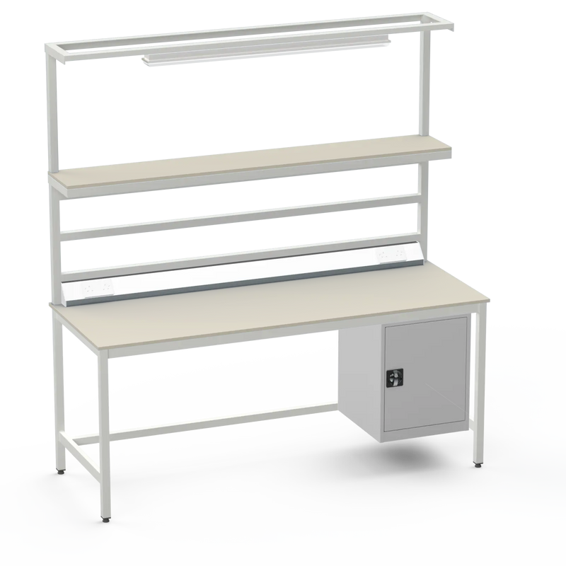 Electronics ESD Workbench | Anti-Static Worktop | Cupboard & Upper Shelf & Lighting Rail & Electrical