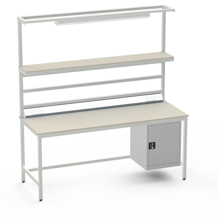 Electronics ESD Workbench | Anti-Static Worktop | Cupboard & Upper Shelf & Lighting Rail & Electrical