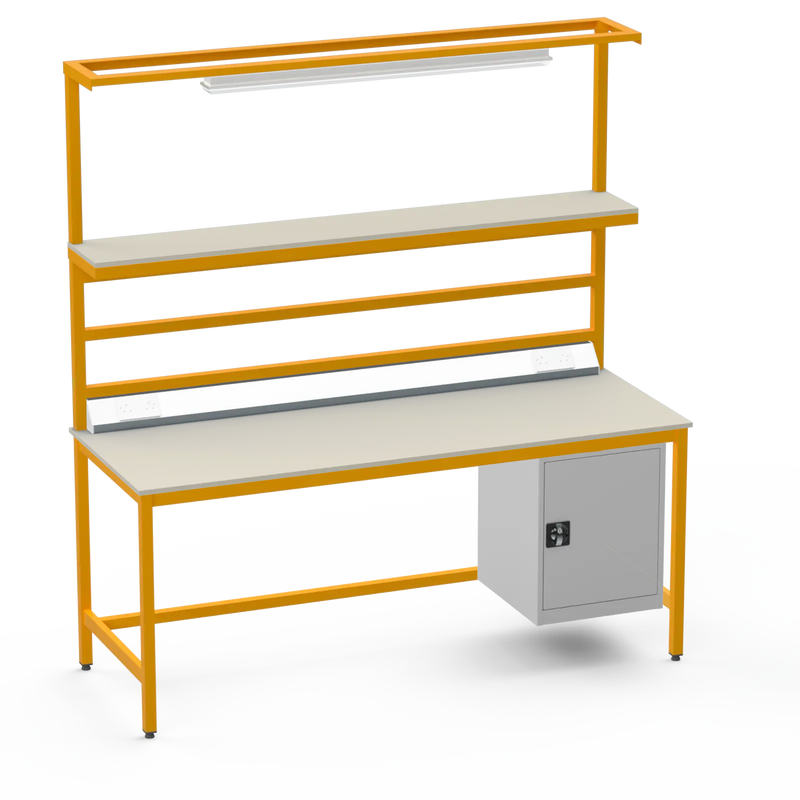 Electronics ESD Workbench | Anti-Static Worktop | Cupboard & Upper Shelf & Lighting Rail & Electrical