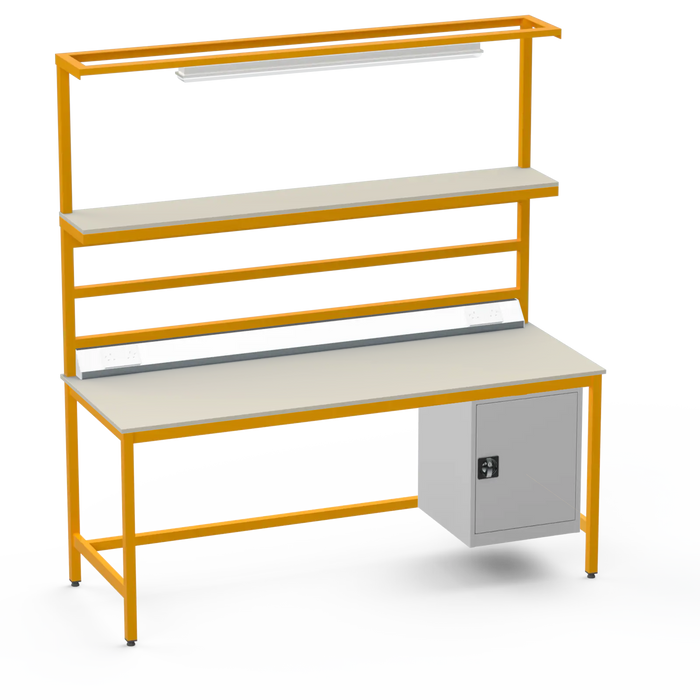 Electronics ESD Workbench | Anti-Static Worktop | Cupboard & Upper Shelf & Lighting Rail & Electrical