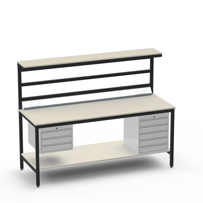 Electronics ESD Workbench | Anti-Static Worktop | 3 Drawers & 5 Drawers & Upper & Lower Shelves