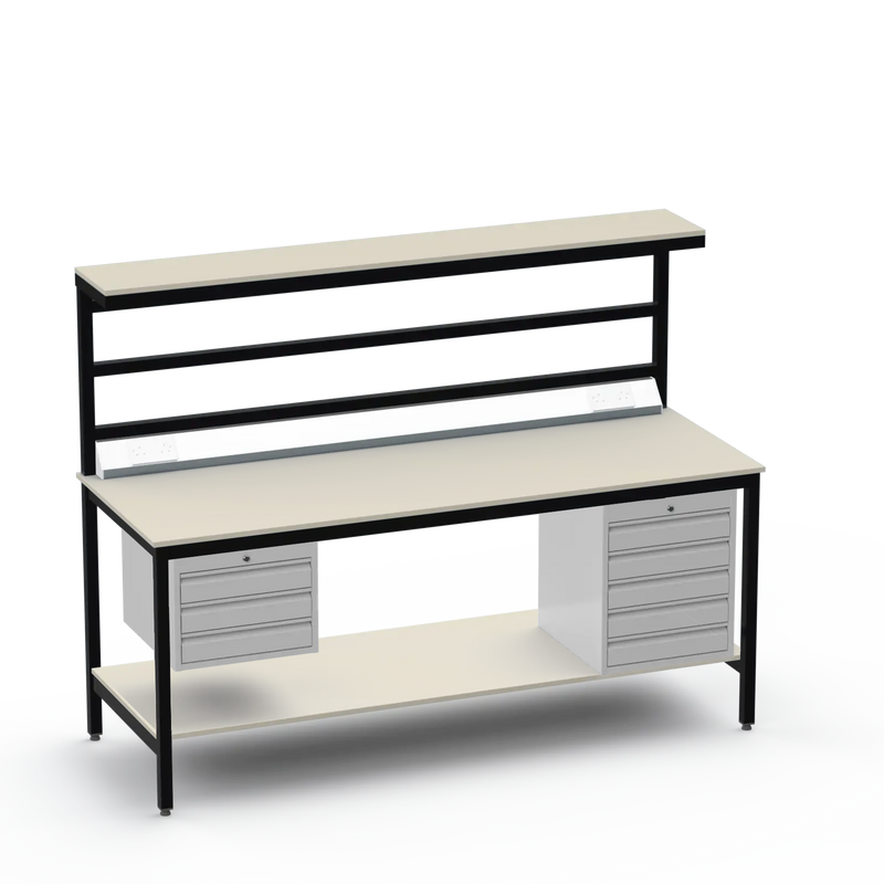 Electronics ESD Workbench | Anti-Static Worktop | 3 Drawers & 5 Drawers & Upper & Lower Shelves