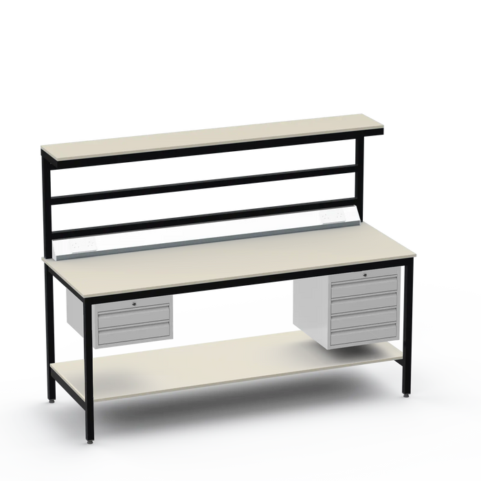 ESD Electronics Workbench | Anti-Static Worktop | Electrical | 2 Drawers & 4 Drawers | Upper & Lower Shelves