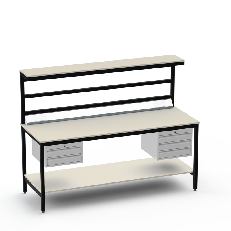 Electronics ESD Workbench | Anti-Static Worktop | 2-Drawer & 3-Drawer Units | Upper & Lower Shelves | Electrical