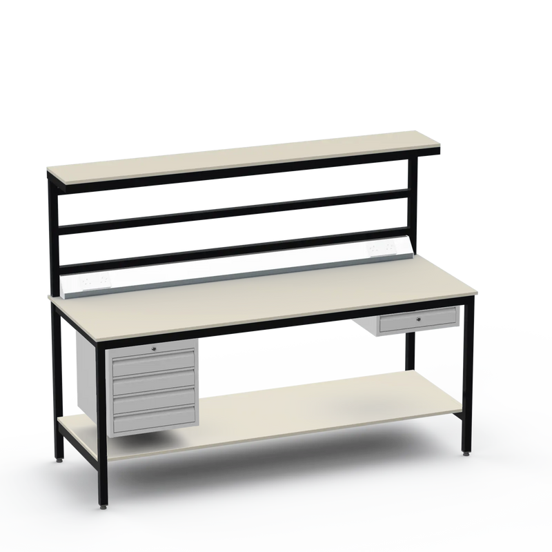 ESD Workbench | Anti-Static Worktop | 4 Drawers & Single Drawer | Upper & Lower Shelves | Electrical