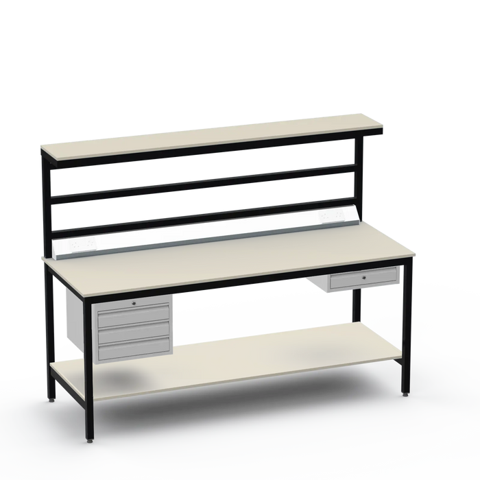 Electronics ESD Workbench | Anti-Static Worktop | 3 Drawers & Single Drawer, Electrical, Upper & Lower Shelf