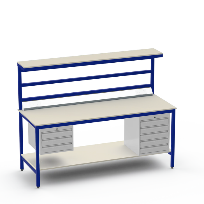 Electronics ESD Workbench | Anti-Static Worktop | 3 Drawers & 5 Drawers & Upper & Lower Shelves