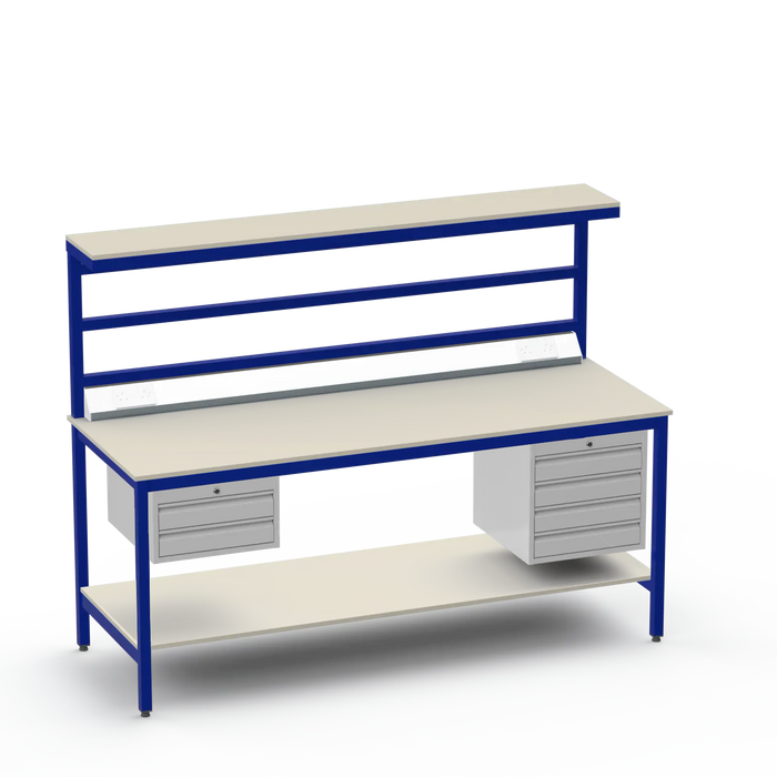 ESD Electronics Workbench | Anti-Static Worktop | Electrical | 2 Drawers & 4 Drawers | Upper & Lower Shelves