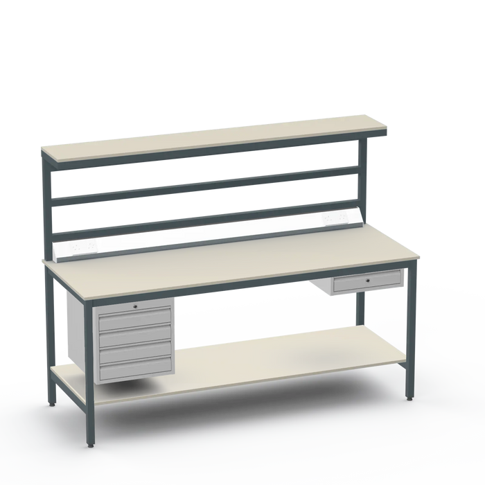 ESD Workbench | Anti-Static Worktop | 4 Drawers & Single Drawer | Upper & Lower Shelves | Electrical