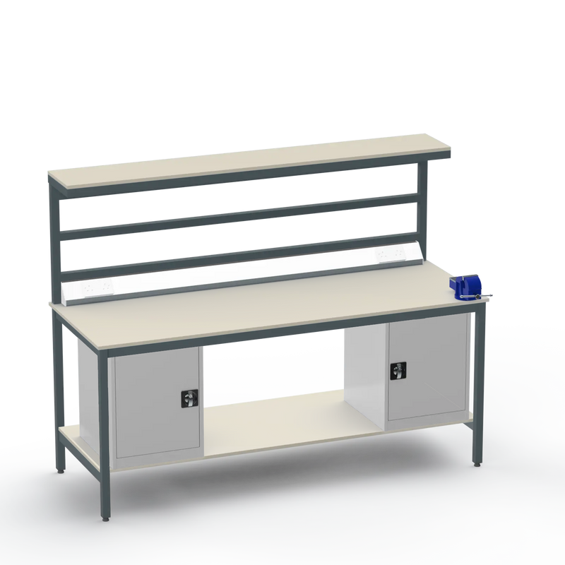 Electronics ESD Workbench | Anti-Static Worktop | Twin Cupboards & 4-Inch Vice