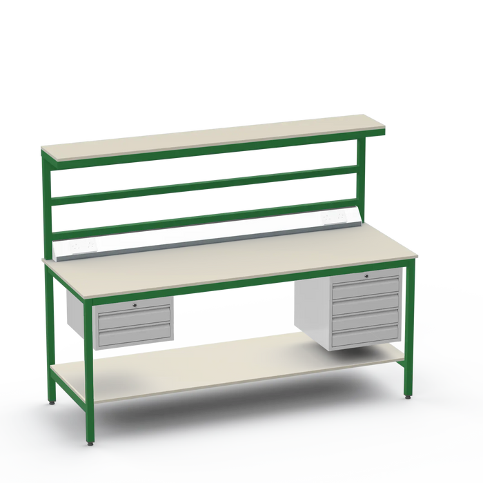 ESD Electronics Workbench | Anti-Static Worktop | Electrical | 2 Drawers & 4 Drawers | Upper & Lower Shelves