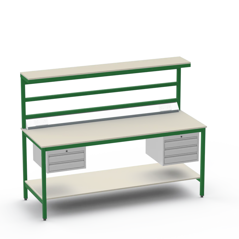 Electronics ESD Workbench | Anti-Static Worktop | 2-Drawer & 3-Drawer Units | Upper & Lower Shelves | Electrical