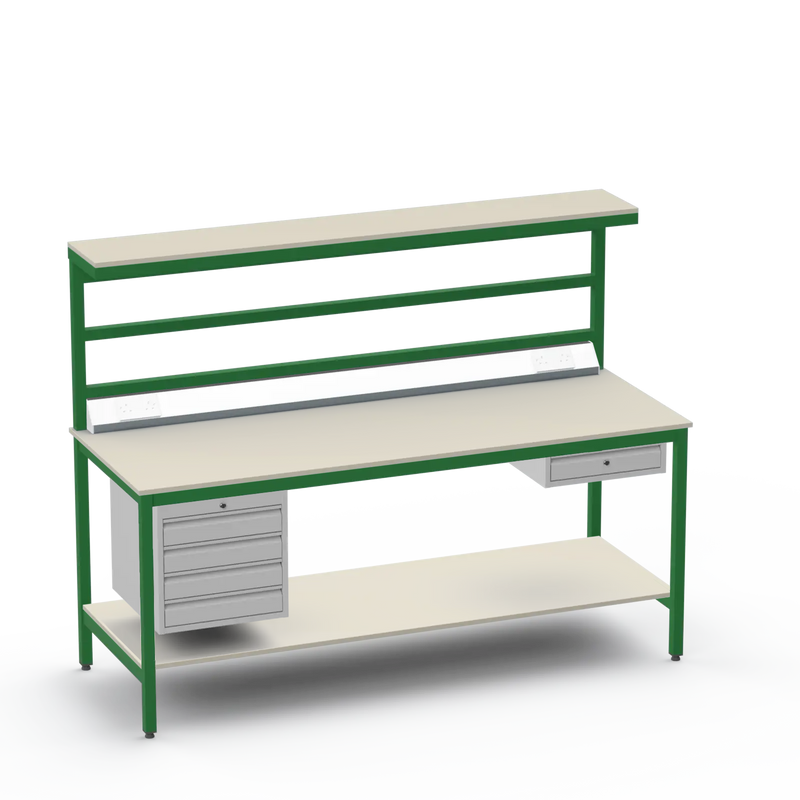 ESD Workbench | Anti-Static Worktop | 4 Drawers & Single Drawer | Upper & Lower Shelves | Electrical