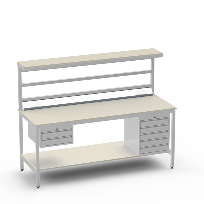 Electronics ESD Workbench | Anti-Static Worktop | 2 Drawers & 5 Drawers & Upper & Lower Shelves & Electrical