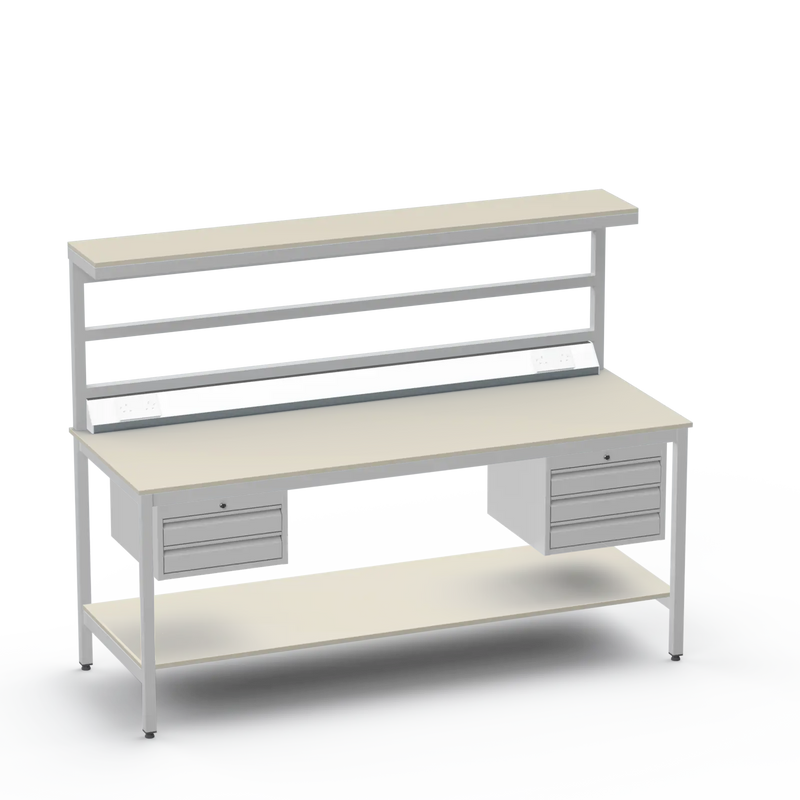 Electronics ESD Workbench | Anti-Static Worktop | 2-Drawer & 3-Drawer Units | Upper & Lower Shelves | Electrical