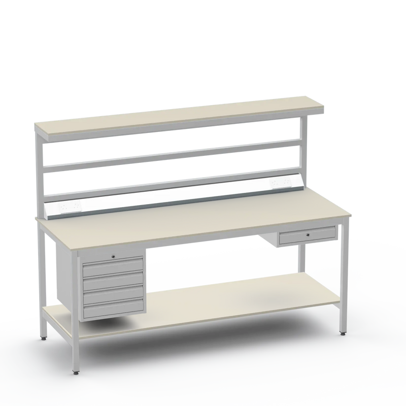 ESD Workbench | Anti-Static Worktop | 4 Drawers & Single Drawer | Upper & Lower Shelves | Electrical