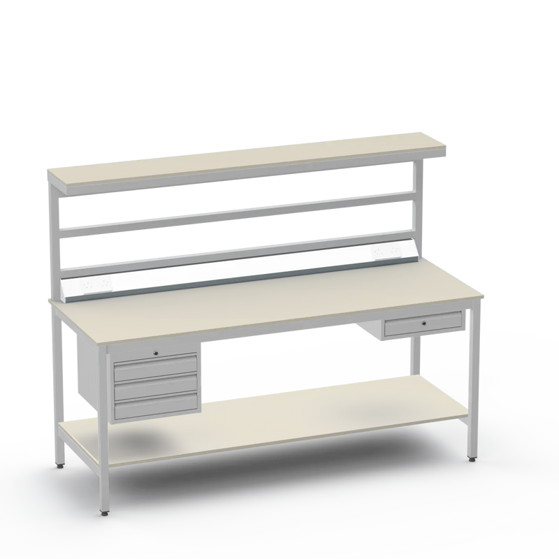 Electronics ESD Workbench | Anti-Static Worktop | 3 Drawers & Single Drawer, Electrical, Upper & Lower Shelf
