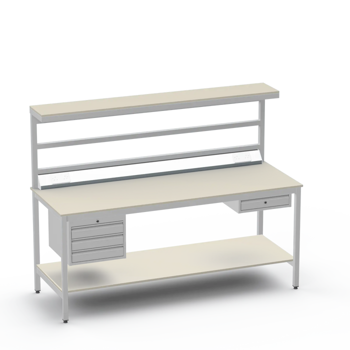 Electronics ESD Workbench | Anti-Static Worktop | 3 Drawers & Single Drawer, Electrical, Upper & Lower Shelf
