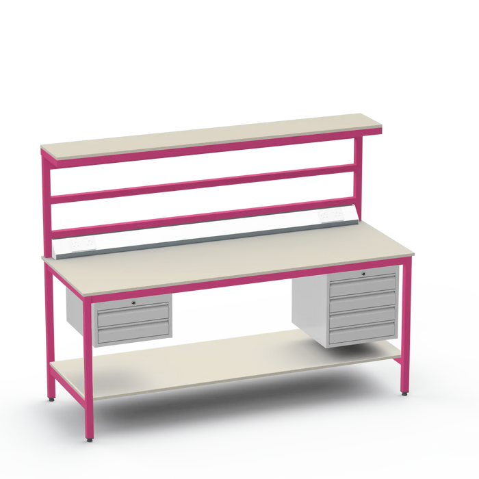 ESD Electronics Workbench | Anti-Static Worktop | Electrical | 2 Drawers & 4 Drawers | Upper & Lower Shelves