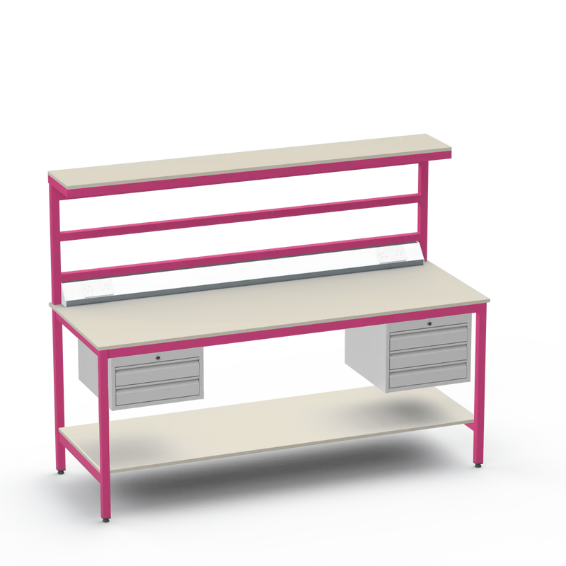 Electronics ESD Workbench | Anti-Static Worktop | 2-Drawer & 3-Drawer Units | Upper & Lower Shelves | Electrical