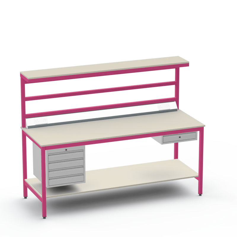 ESD Workbench | Anti-Static Worktop | 4 Drawers & Single Drawer | Upper & Lower Shelves | Electrical