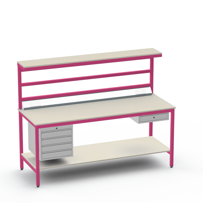 ESD Workbench | Anti-Static Worktop | 4 Drawers & Single Drawer | Upper & Lower Shelves | Electrical