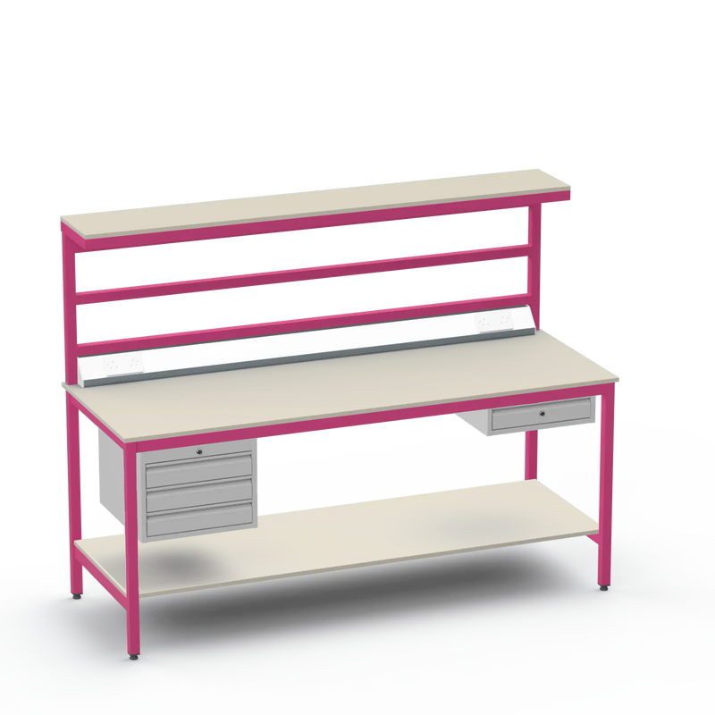 Electronics ESD Workbench | Anti-Static Worktop | 3 Drawers & Single Drawer, Electrical, Upper & Lower Shelf