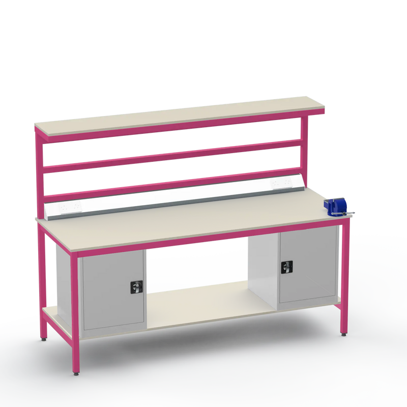 Electronics ESD Workbench | Anti-Static Worktop | Twin Cupboards & 4-Inch Vice