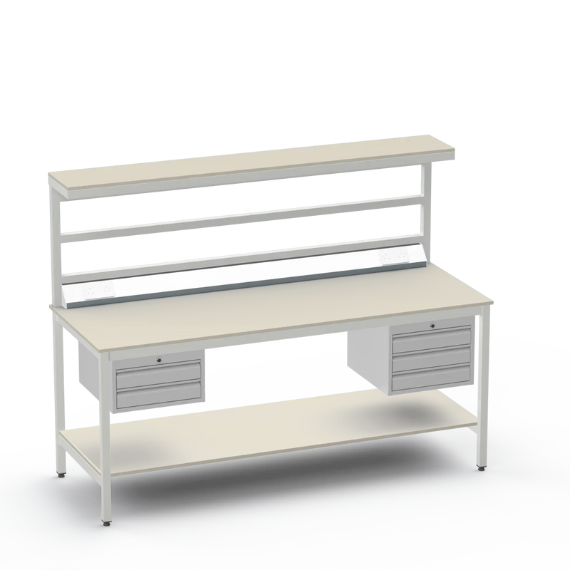 Electronics ESD Workbench | Anti-Static Worktop | 2-Drawer & 3-Drawer Units | Upper & Lower Shelves | Electrical