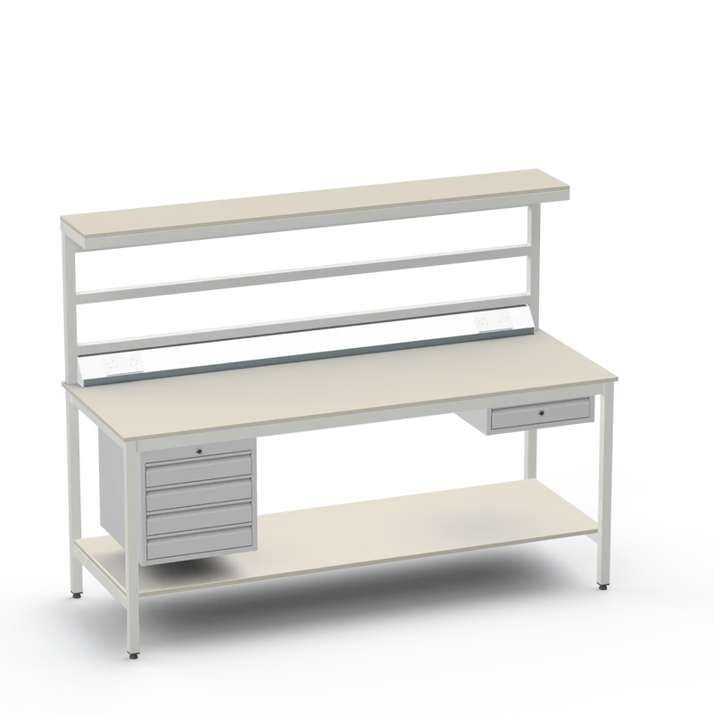 ESD Workbench | Anti-Static Worktop | 4 Drawers & Single Drawer | Upper & Lower Shelves | Electrical