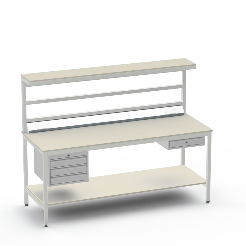 Electronics ESD Workbench | Anti-Static Worktop | 3 Drawers & Single Drawer, Electrical, Upper & Lower Shelf