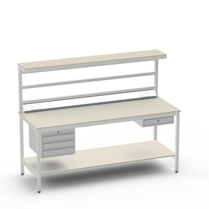 Electronics ESD Workbench | Anti-Static Worktop | 3 Drawers & Single Drawer, Electrical, Upper & Lower Shelf