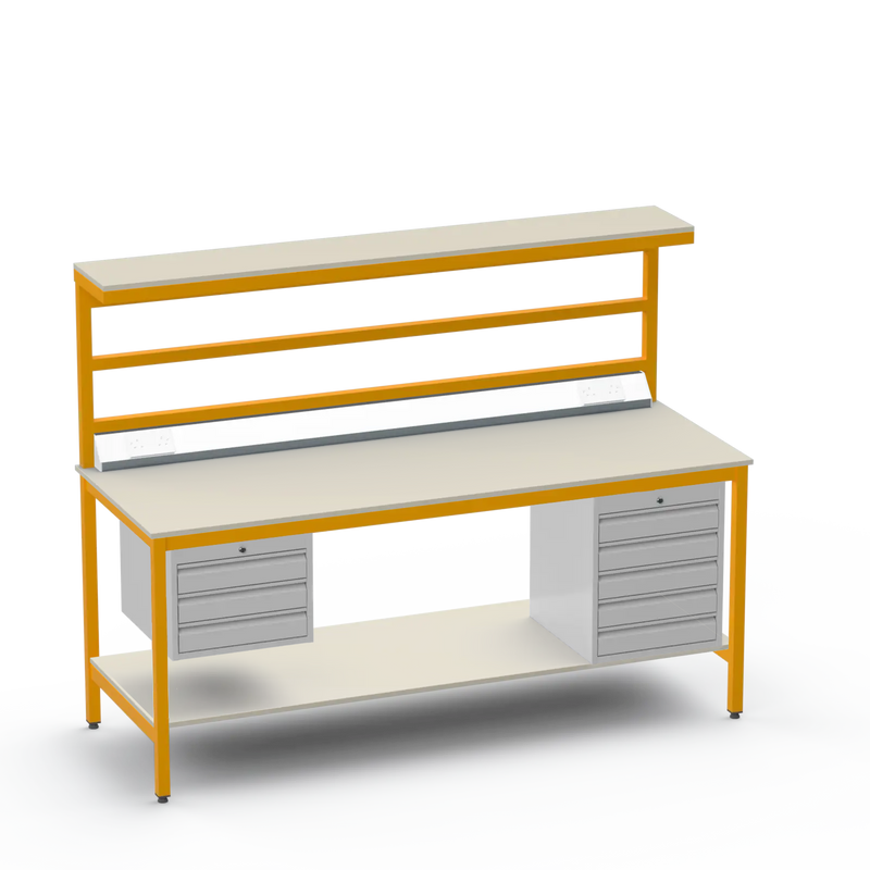 Electronics ESD Workbench | Anti-Static Worktop | 3 Drawers & 5 Drawers & Upper & Lower Shelves