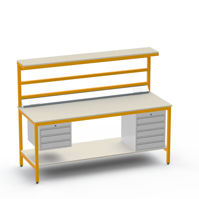 Electronics ESD Workbench | Anti-Static Worktop | 3 Drawers & 5 Drawers & Upper & Lower Shelves