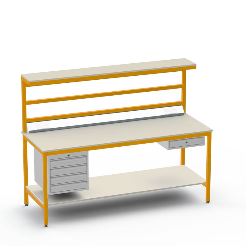 ESD Workbench | Anti-Static Worktop | 4 Drawers & Single Drawer | Upper & Lower Shelves | Electrical