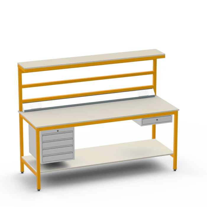ESD Workbench | Anti-Static Worktop | 4 Drawers & Single Drawer | Upper & Lower Shelves | Electrical
