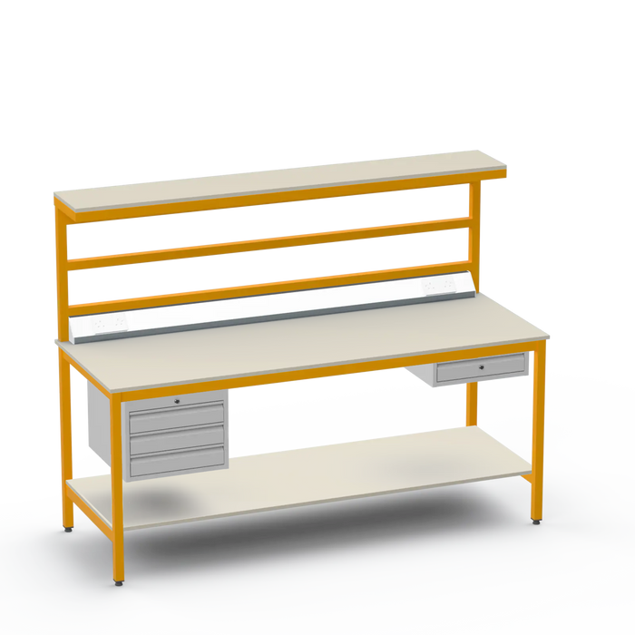 Electronics ESD Workbench | Anti-Static Worktop | 3 Drawers & Single Drawer, Electrical, Upper & Lower Shelf