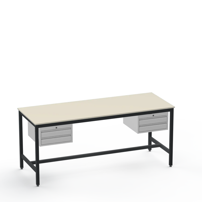 Electronics ESD Workbench | Anti-Static Worktop | Twin 2-Drawer Units