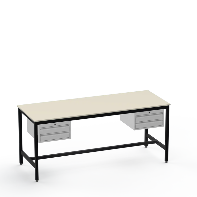 Electronics ESD Workbench | Anti-Static Worktop | Twin 2-Drawer Units