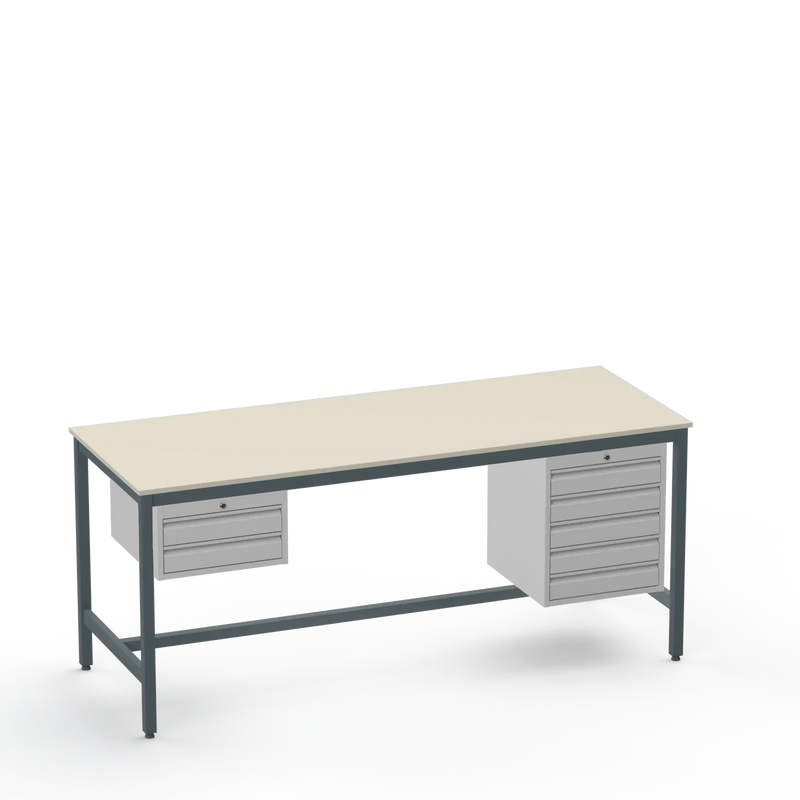 Electronics ESD Workbench | Anti-Static Worktop | 2 Drawers & 5 Drawers