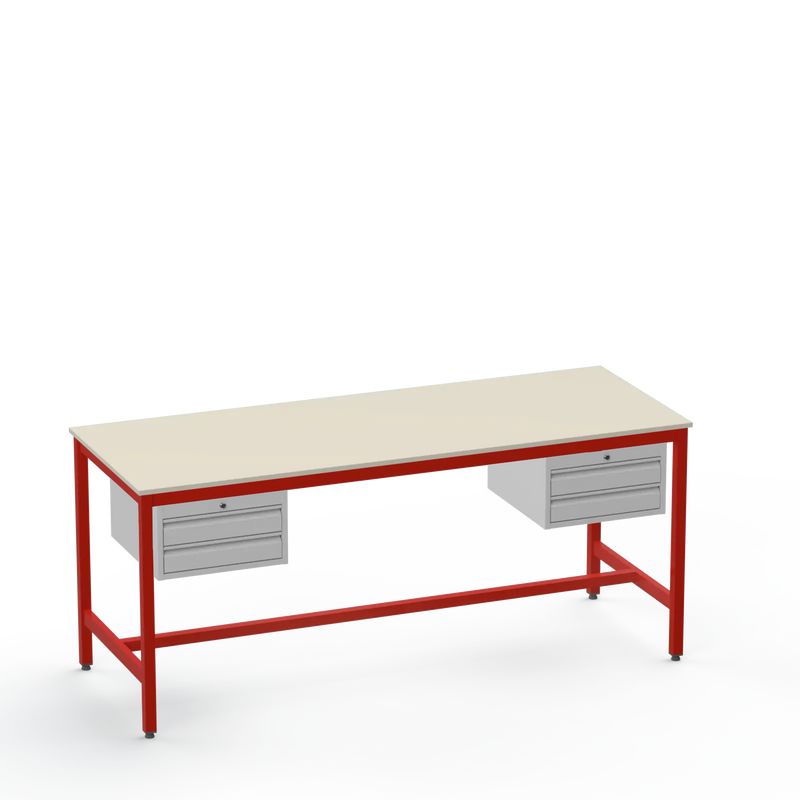Electronics ESD Workbench | Anti-Static Worktop | Twin 2-Drawer Units