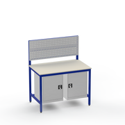 Medium Duty Workbench | Laminate Worktop | 2 Cupboards & Tool Panel