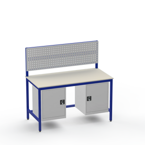 Medium Duty Workbench | Laminate Worktop | 2 Cupboards & Tool Panel