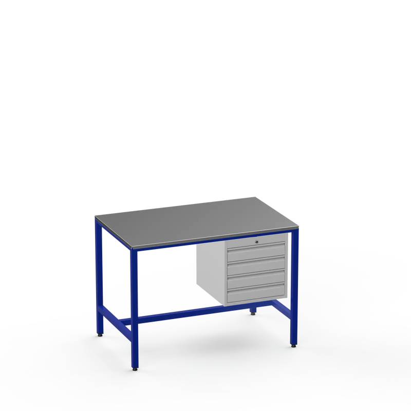 Medium Duty Workbench | Steel Worktop | 4 Drawers