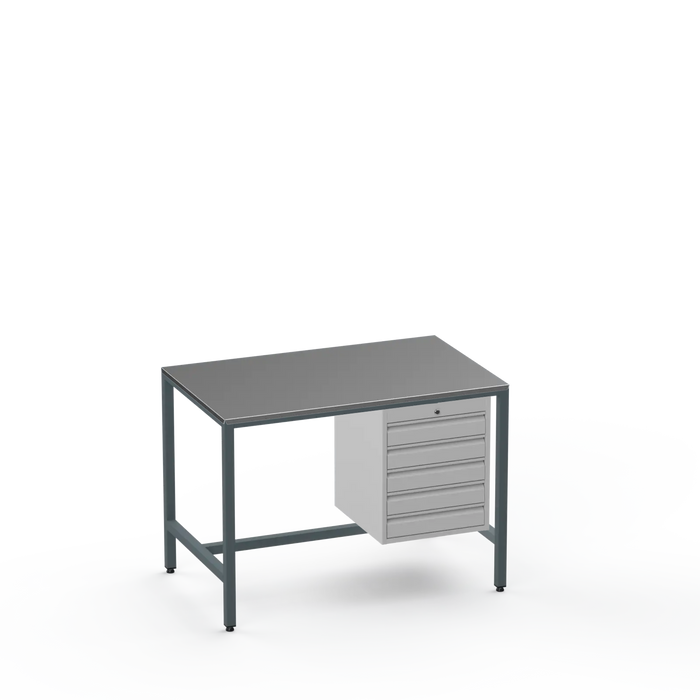 Medium Duty Workbench | Steel Worktop | 5 Drawers
